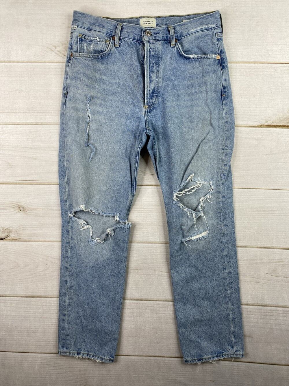 Citizens of Humanity Jeans Charlotte Womens Sz 29 Button Fly Distressed Denim